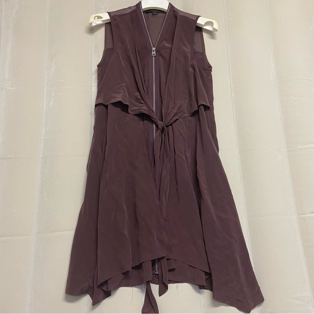 AllSaints All Saints Women’s Jayda Dress Size 0 100% Silk Maroon Feminine Dainty - Picture 3 of 15